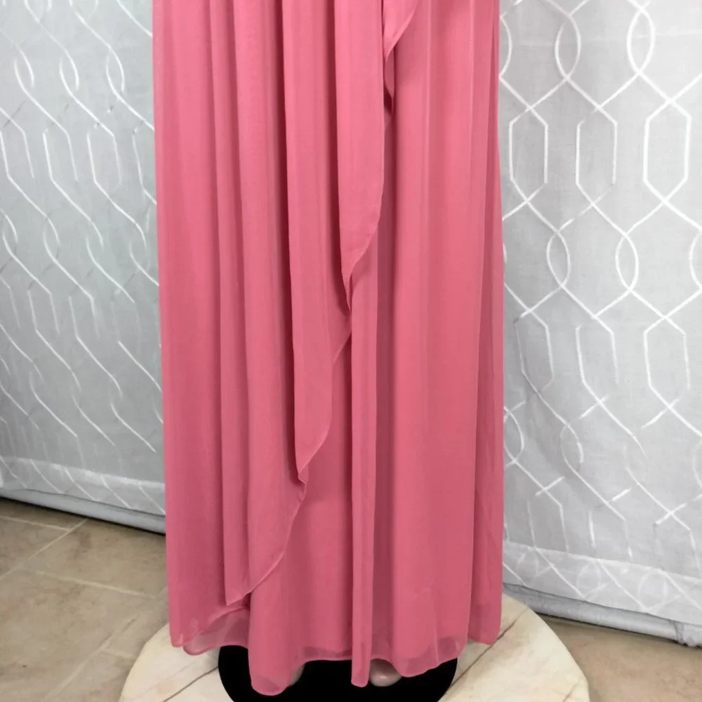 Adriana Papell Gown Salmon Peach Bridesmaid, Prom, evening gown Lace Top8 - Picture 5 of 10
